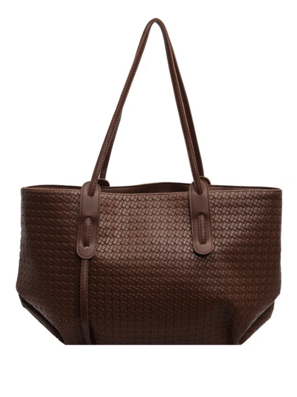 Woven Leather Tote Bag - Brown - Picture 4 of 4